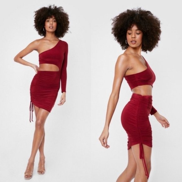 Nasty Gal Cut-Out One Shoulder Ruched Dress - Picture 3 of 5